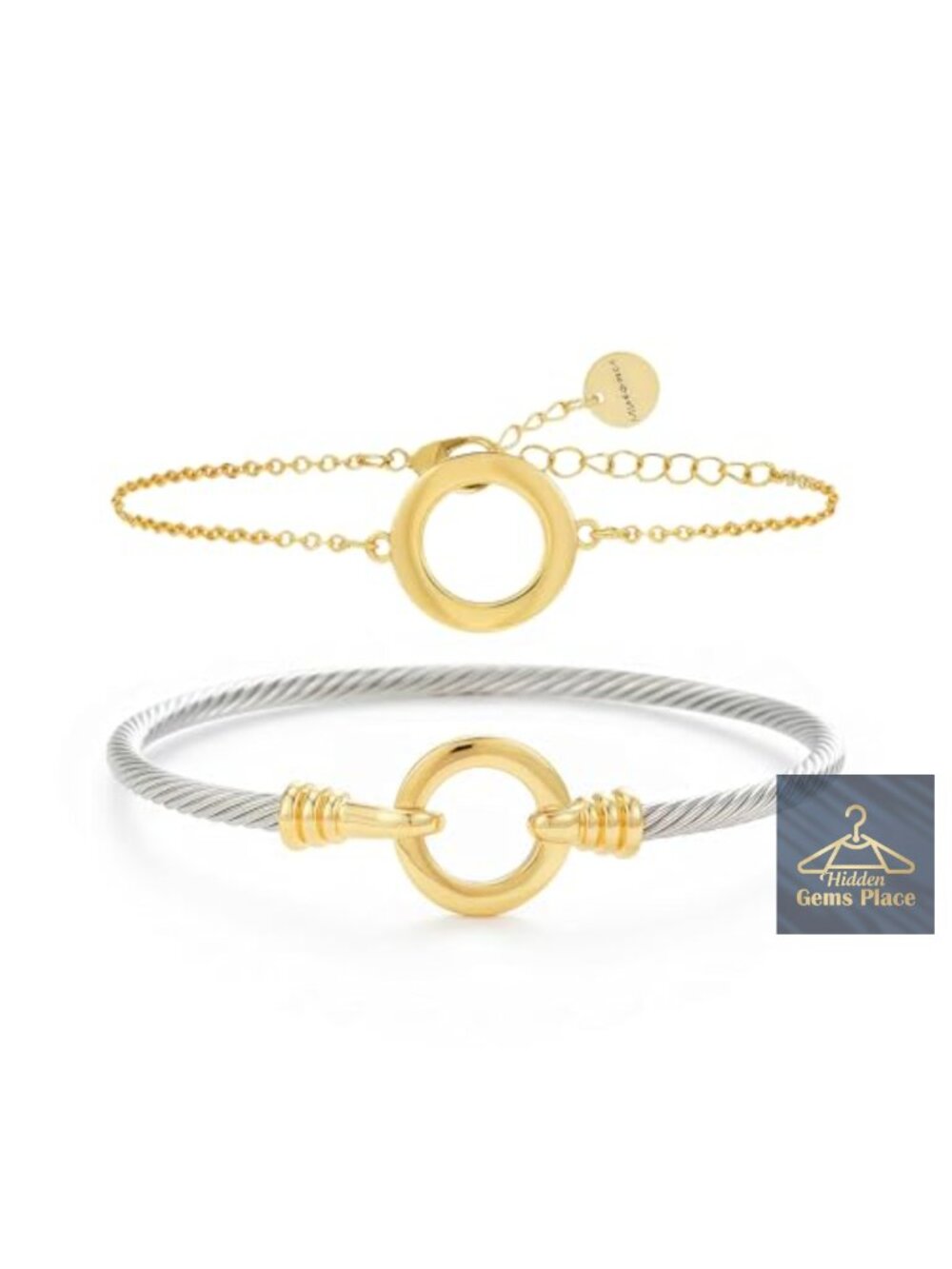 Twisted Cable Bracelet Cuff, Mixed Metal Two Tone Silver and Gold Bracelet,